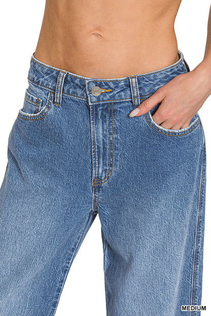 High Rise Cuffed WideLleg Denim Pants