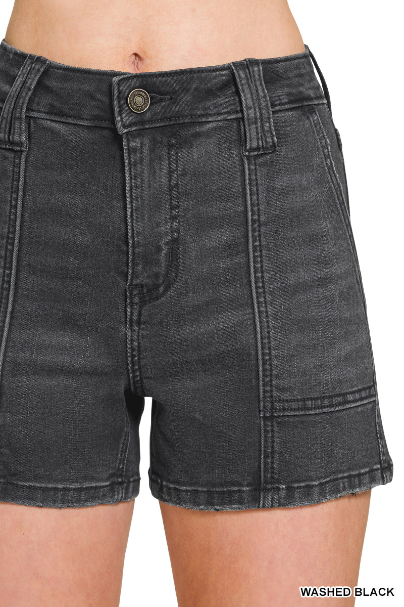 Utility pocket denim shorts