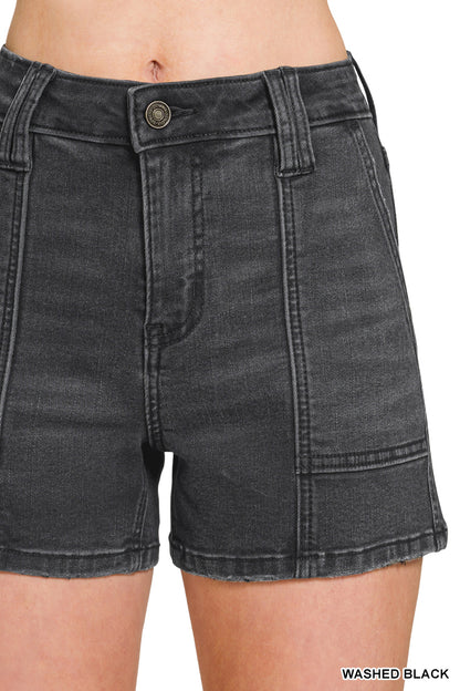 Utility pocket denim shorts