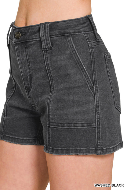 Utility pocket denim shorts