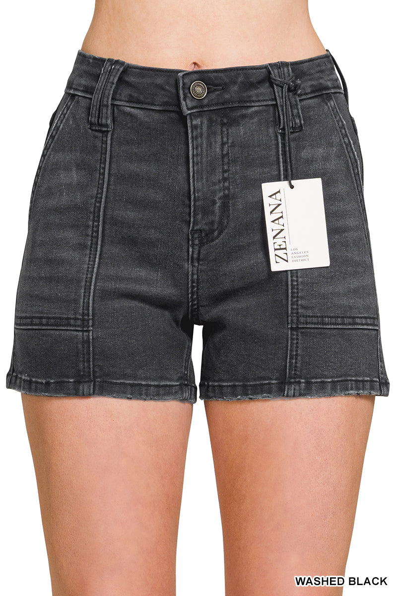 Utility pocket denim shorts