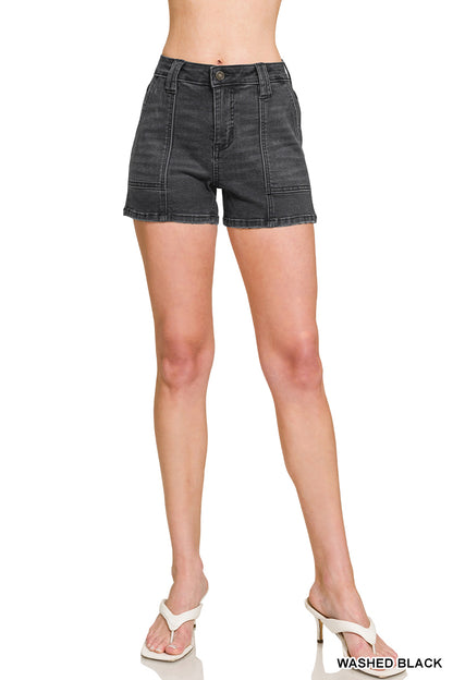 Utility pocket denim shorts