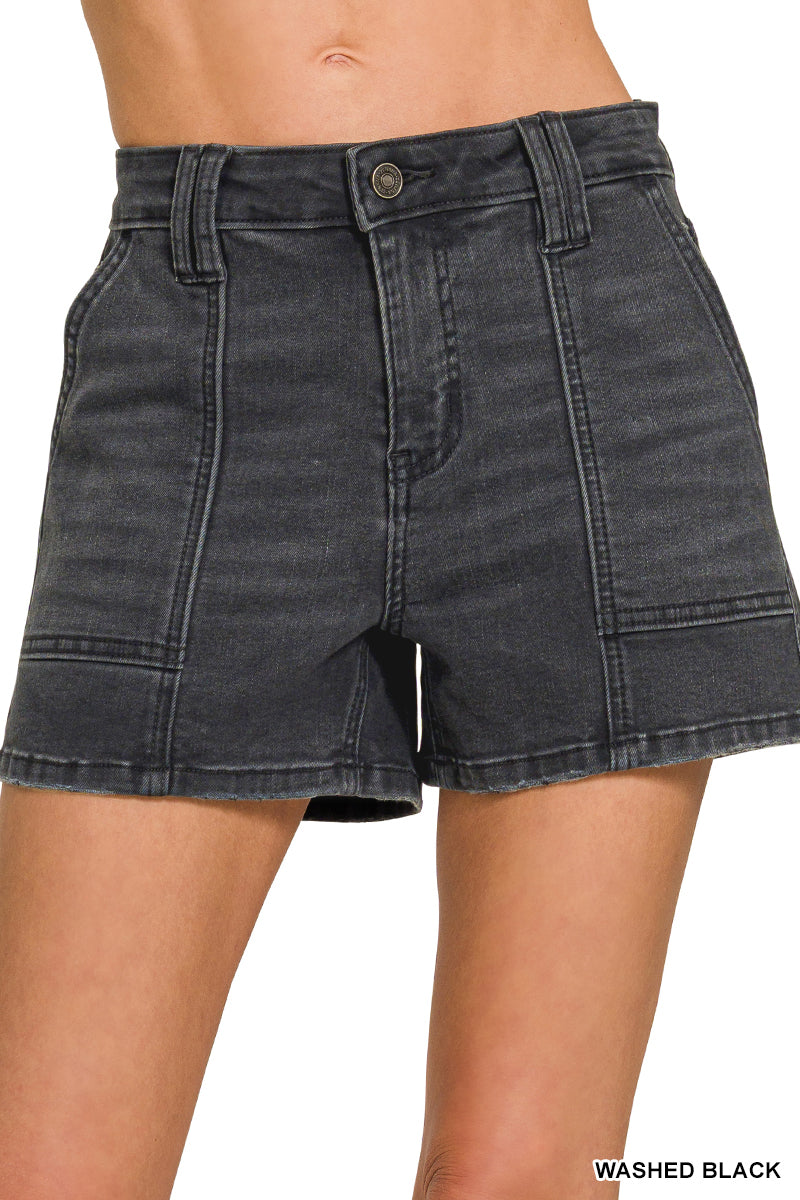 Utility pocket denim shorts