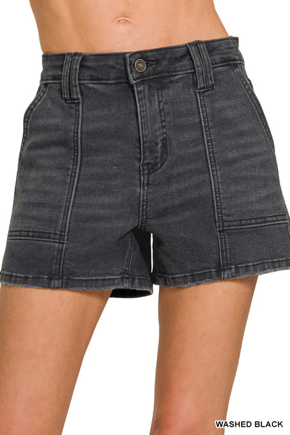 Utility pocket denim shorts