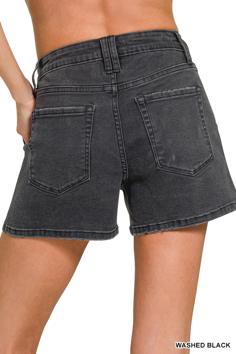 Utility pocket denim shorts