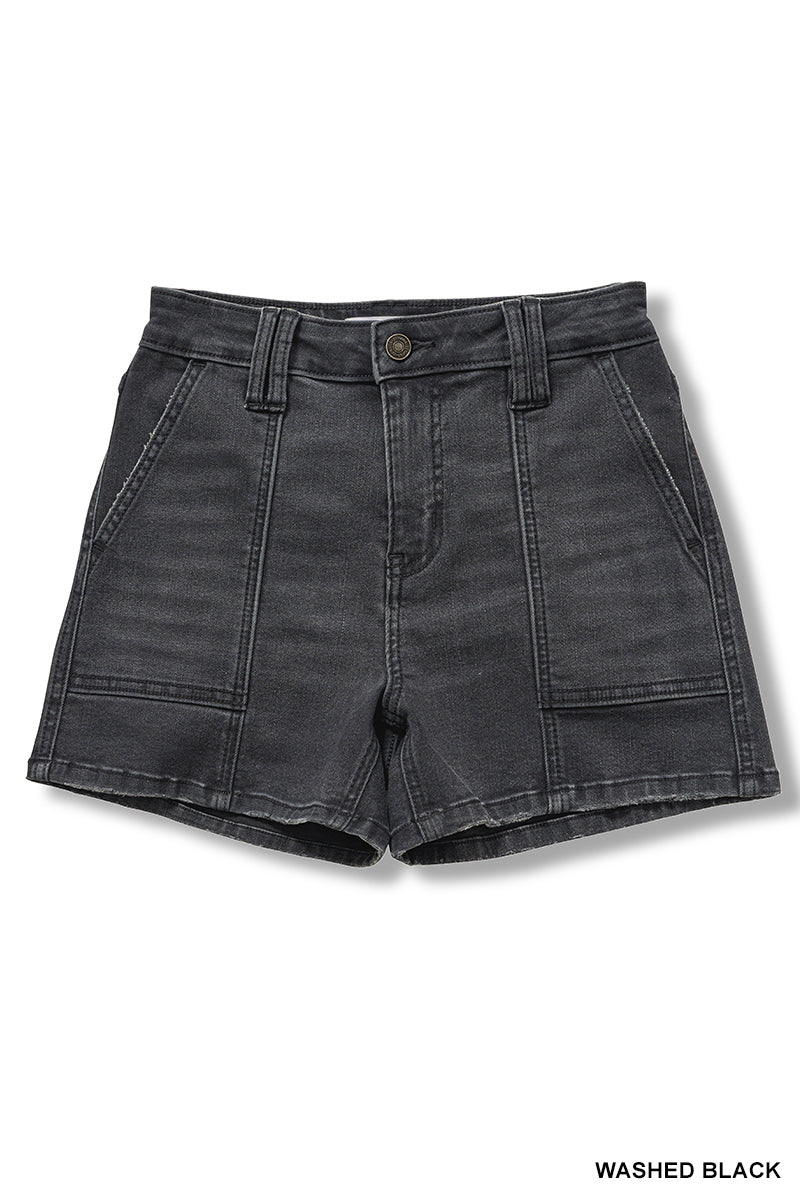 Utility pocket denim shorts