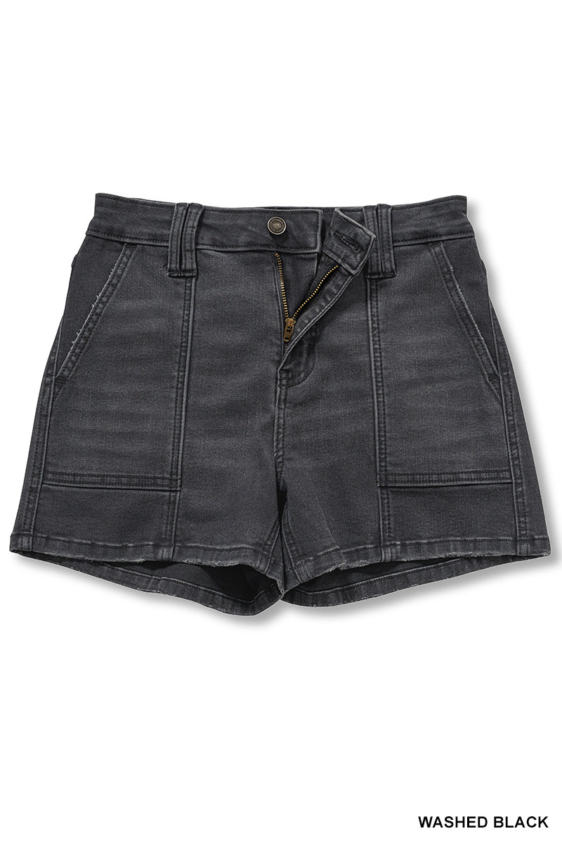 Utility pocket denim shorts