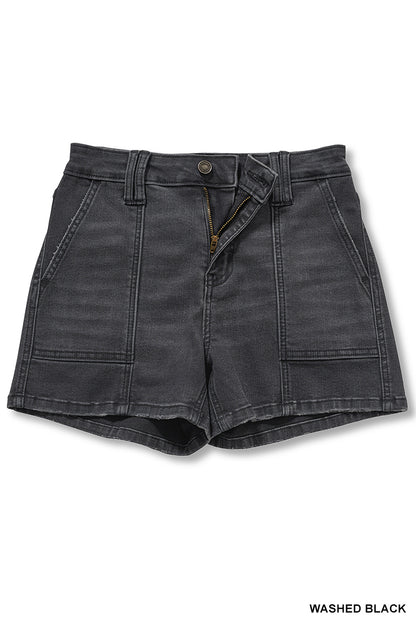 Utility pocket denim shorts