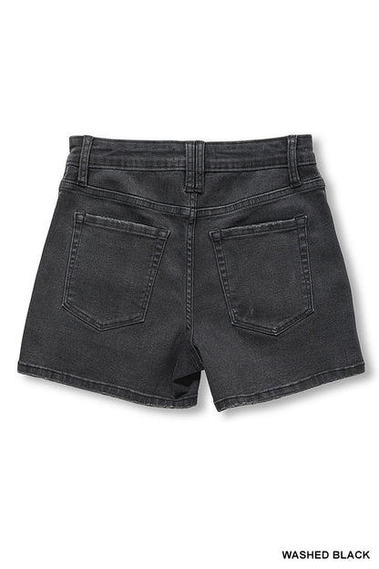 Utility pocket denim shorts