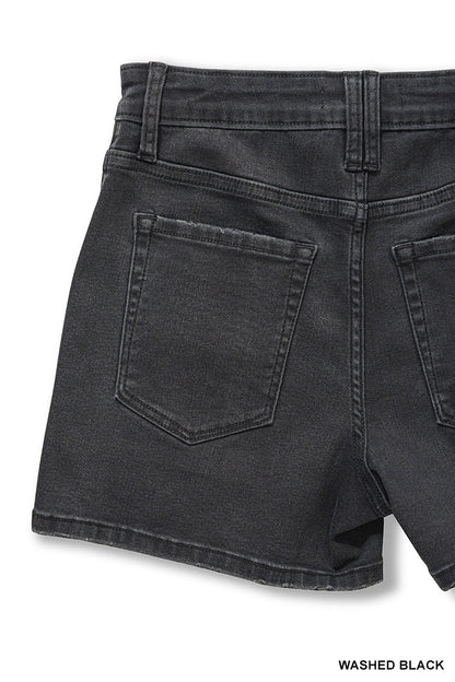 Utility pocket denim shorts