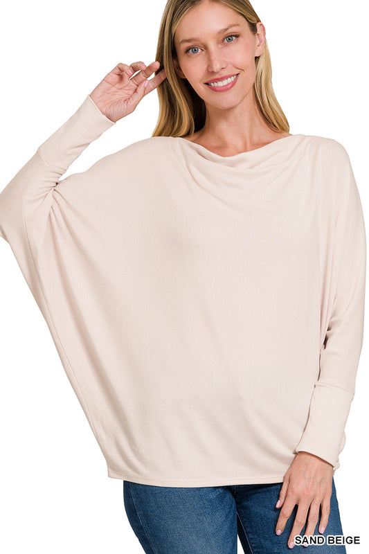 Dolman Sleeve Boat Neck Blouse - Whimsical Details