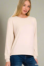 Soft Melange Hacci Round Neck Long Sleeve Tee