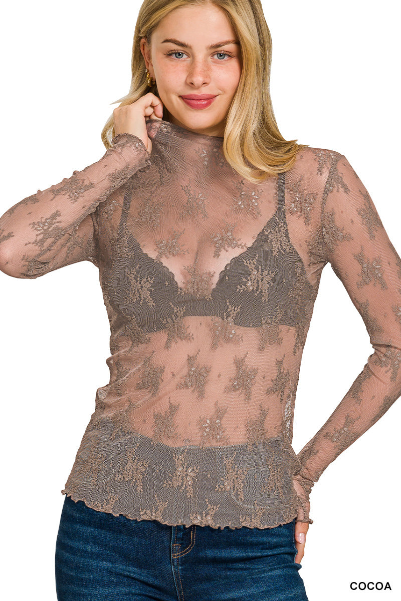 Lace See Through Layering Top