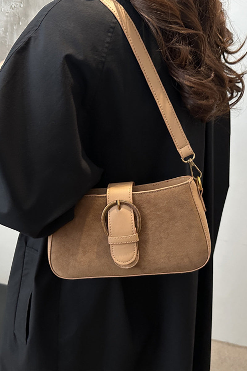 Elegant Suede Retro Buckle Bag