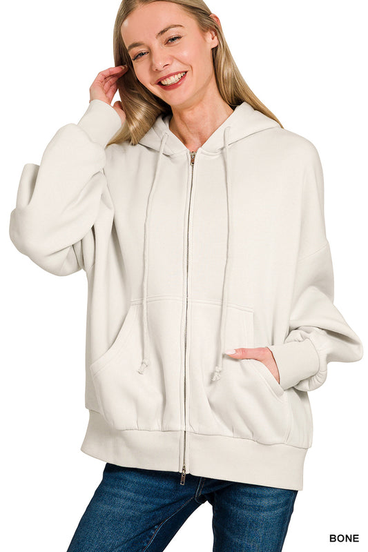 Fleece Zip-Up Hoodie with Pockets