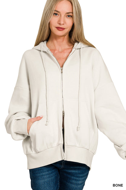 Fleece Zip-Up Hoodie with Pockets