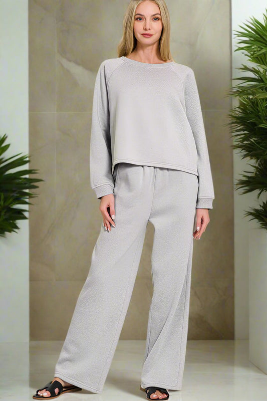 Fleece Raglan Sleeve Pullover & Sweatpants Set