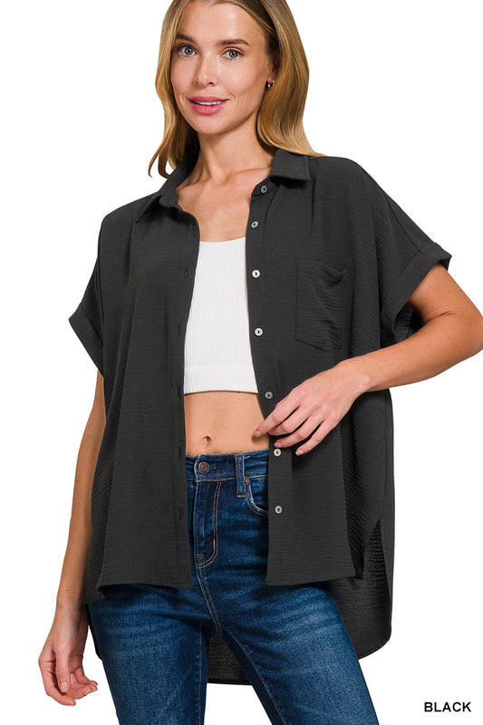 Woven Airflow Button Down Shirt
