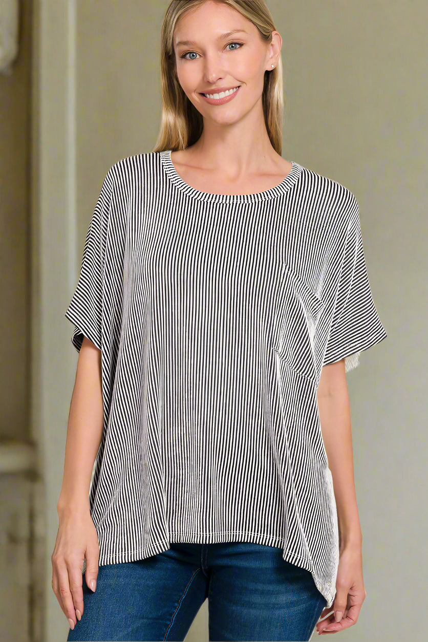 Corded Rib Corded Rib Oversized Short Sleeve Top – Whimsical Details