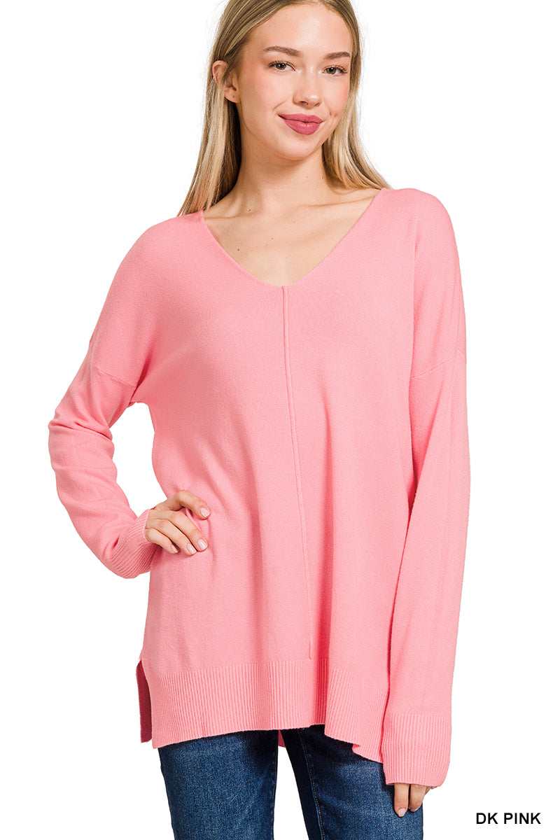 Viscose Front Seam  Pink Sweater - Whimsical Details