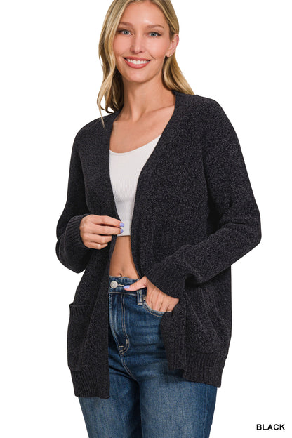 Melange Open Front Cardigan