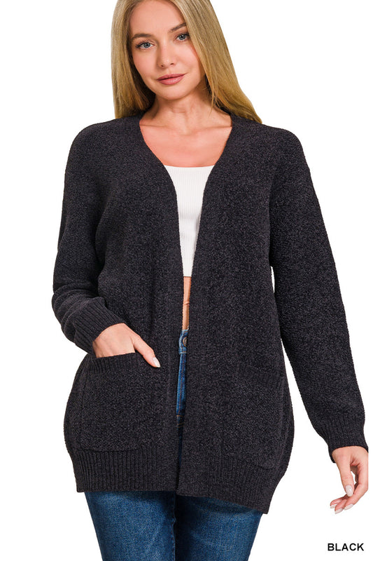 Melange Open Front Cardigan