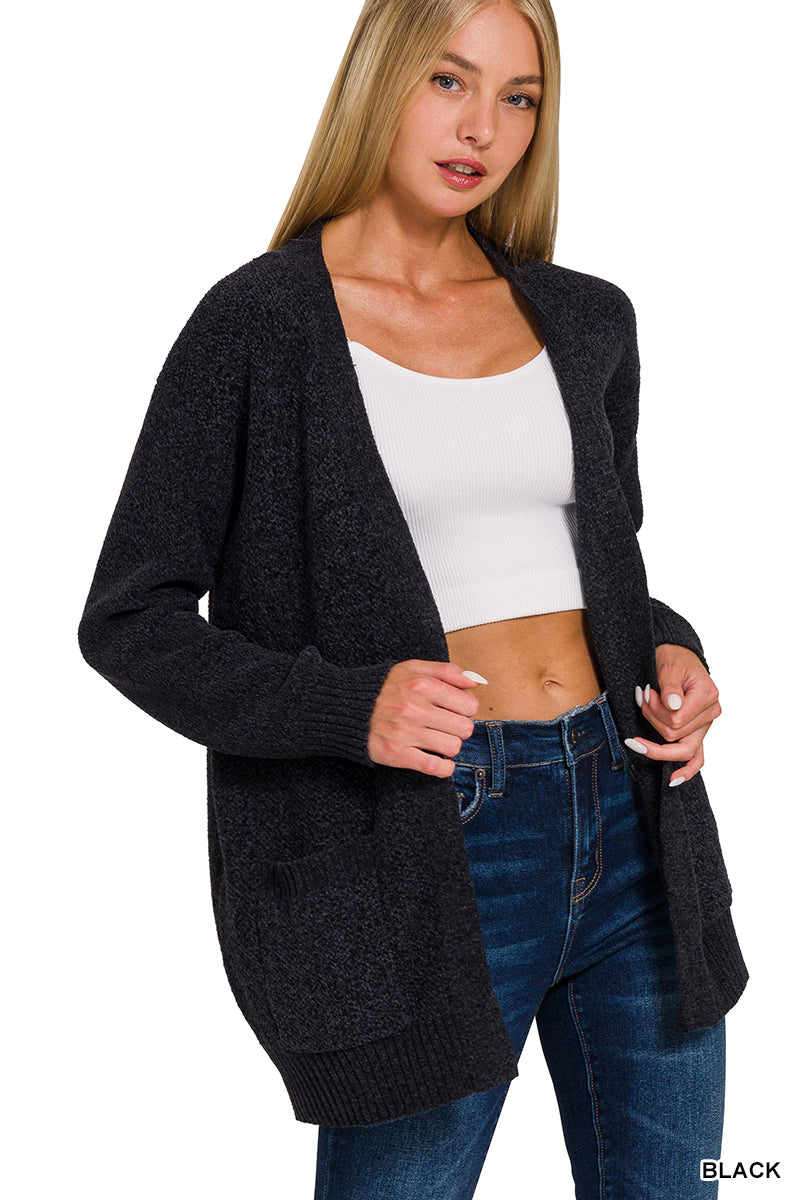 Melange Open Front Cardigan