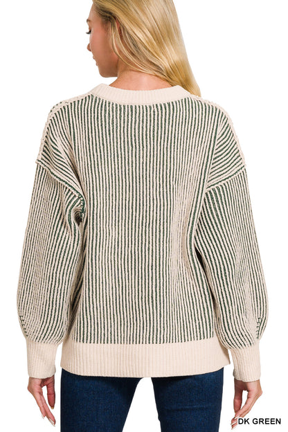 Two Tone Crewneck Sweater