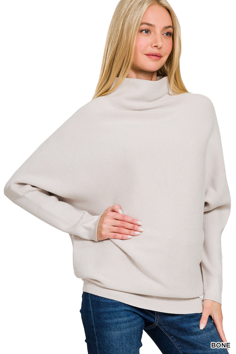 Viscose Dolman Sleeve Mock Neck Sweater