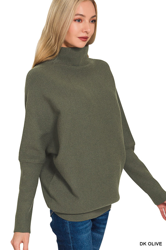 Dolman Sleeve Mock Neck Sweater