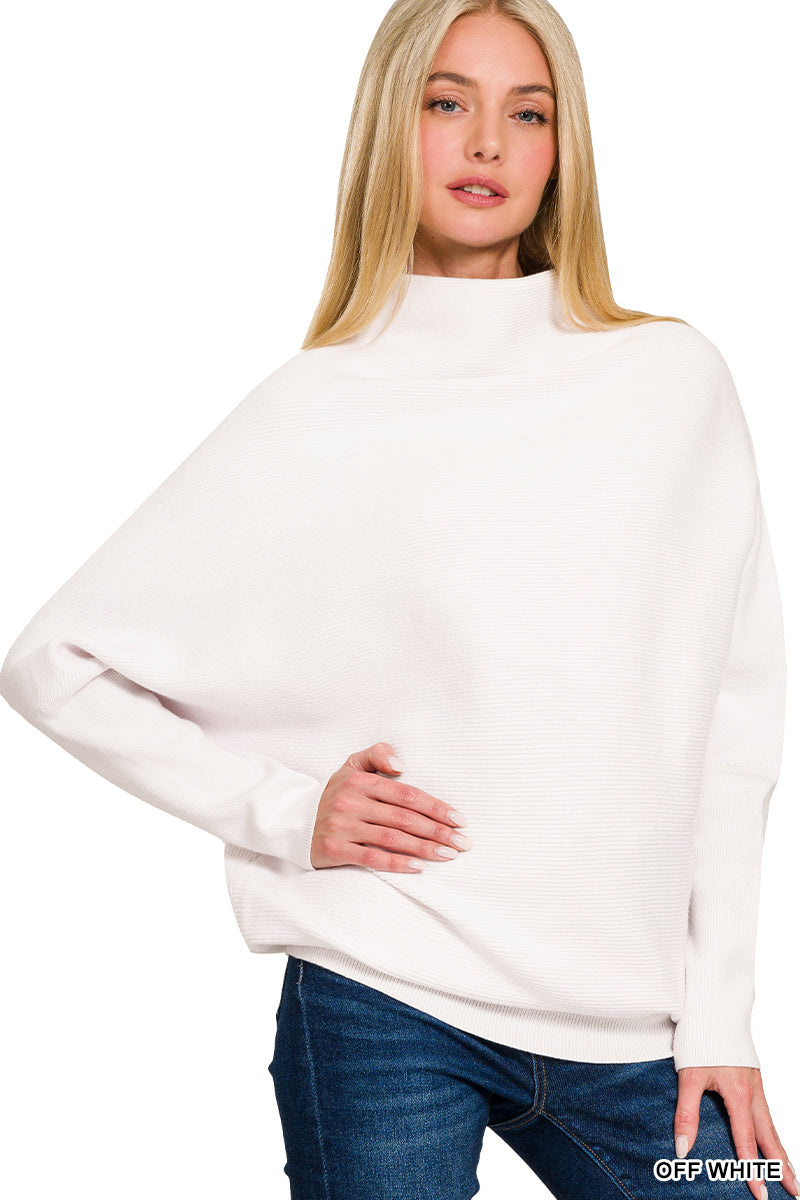 Viscose Dolman Sleeve Mock Neck Sweater