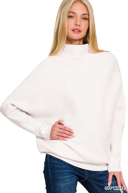 Dolman Sleeve Mock Neck Sweater