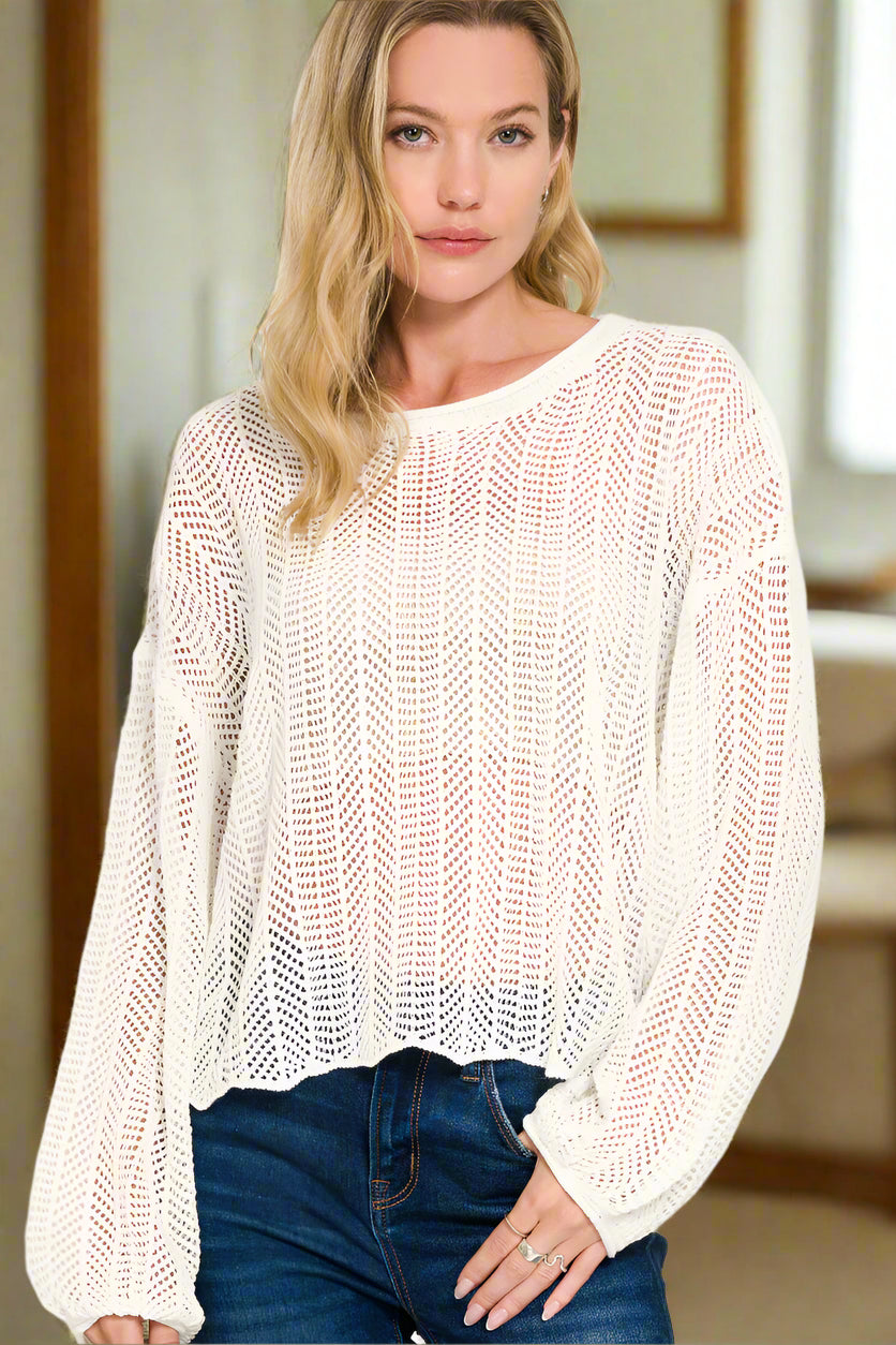 Hollowed Out Long Sleeve Sweater