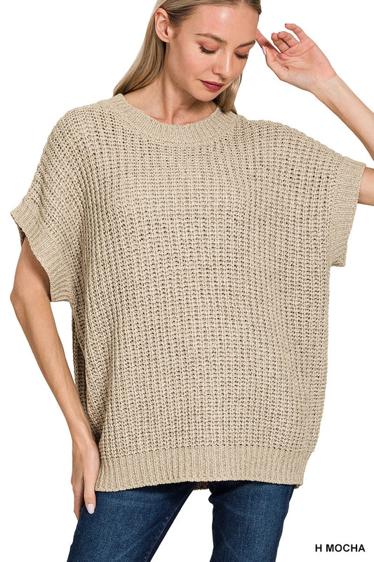 Short sleeve round neck sweater