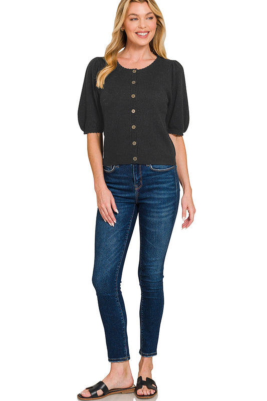 Puff Sweater Wool Cardigan