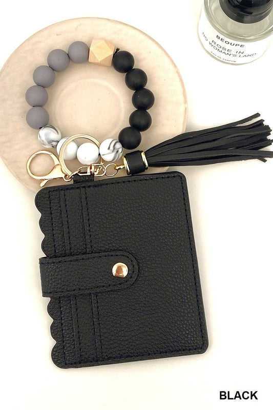 Beaded Bracelet Keychain Card Holder Wallet - Whimsical Details - ["accessory","wallet"]
