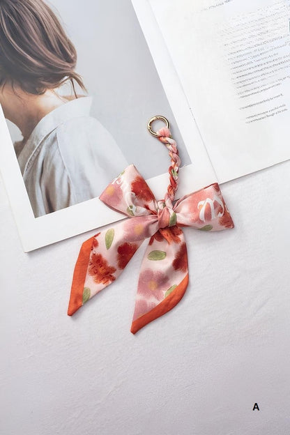 Handmade scarf bag charm keychain - Whimsical Details - ["bag charm","keychain","scarf","silk"]