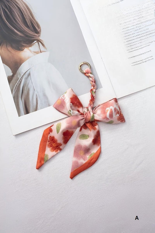 Handmade scarf bag charm keychain - Whimsical Details - ["bag charm","keychain","scarf","silk"]