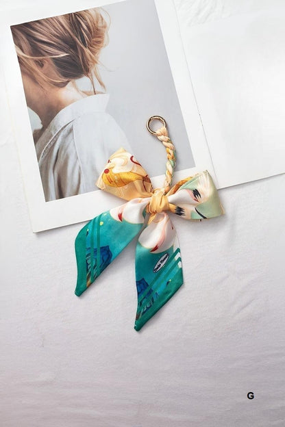 Handmade scarf bag charm keychain - Whimsical Details - ["bag charm","keychain","scarf","silk"]
