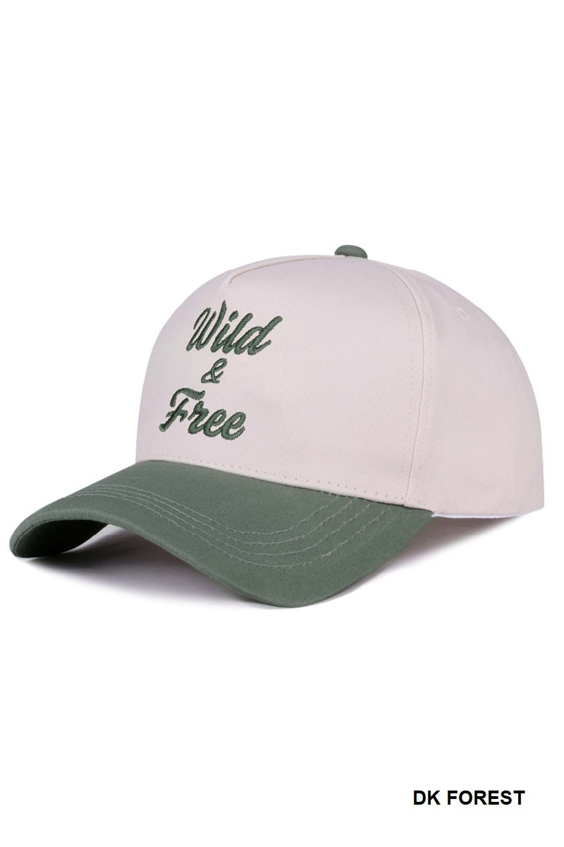 Wild & free two tone canvas cotton cap - Whimsical Details - ["Baseball Cap","Canvas","cotton","trendy"]
