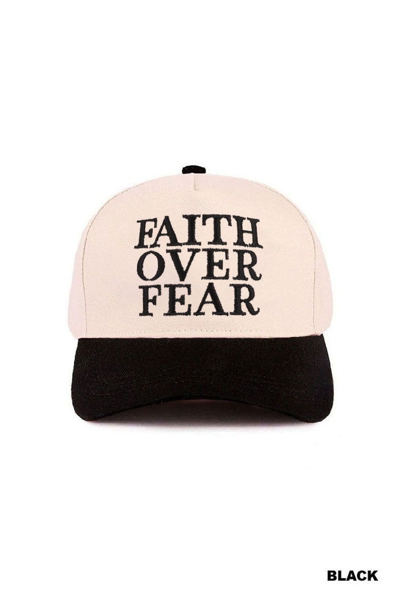 Faith over fear two tone cotton hat - Whimsical Details - ["Baseball Cap","hat","trucker hat"]
