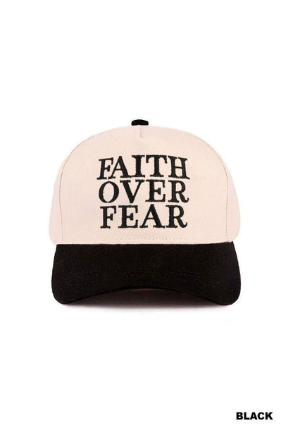 Faith over fear two tone cotton hat - Whimsical Details - ["Baseball Cap","hat","trucker hat"]