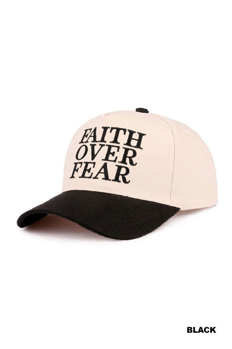 Faith over fear two tone cotton hat - Whimsical Details - ["Baseball Cap","hat","trucker hat"]