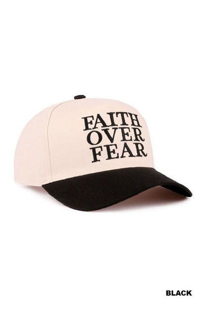 Faith over fear two tone cotton hat - Whimsical Details - ["Baseball Cap","hat","trucker hat"]