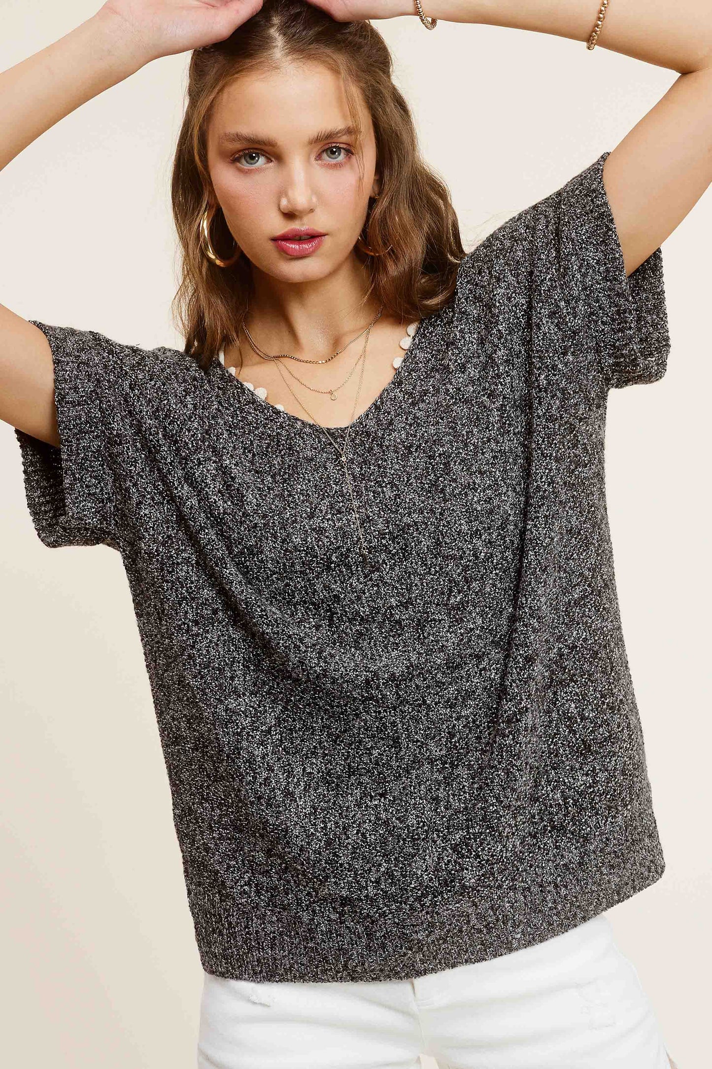 Soft Lightweight Loose Fit Textured Pullover Sweater