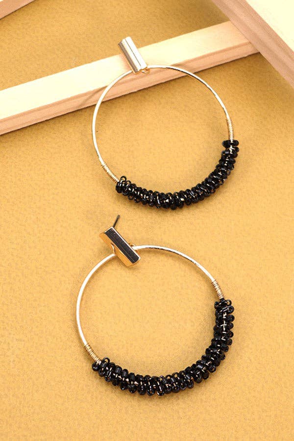 Ericka Glass Seed Bead Circle Drop Earrings