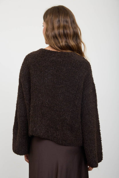 Fuzzy Knit Button Down Boxy Cardigan