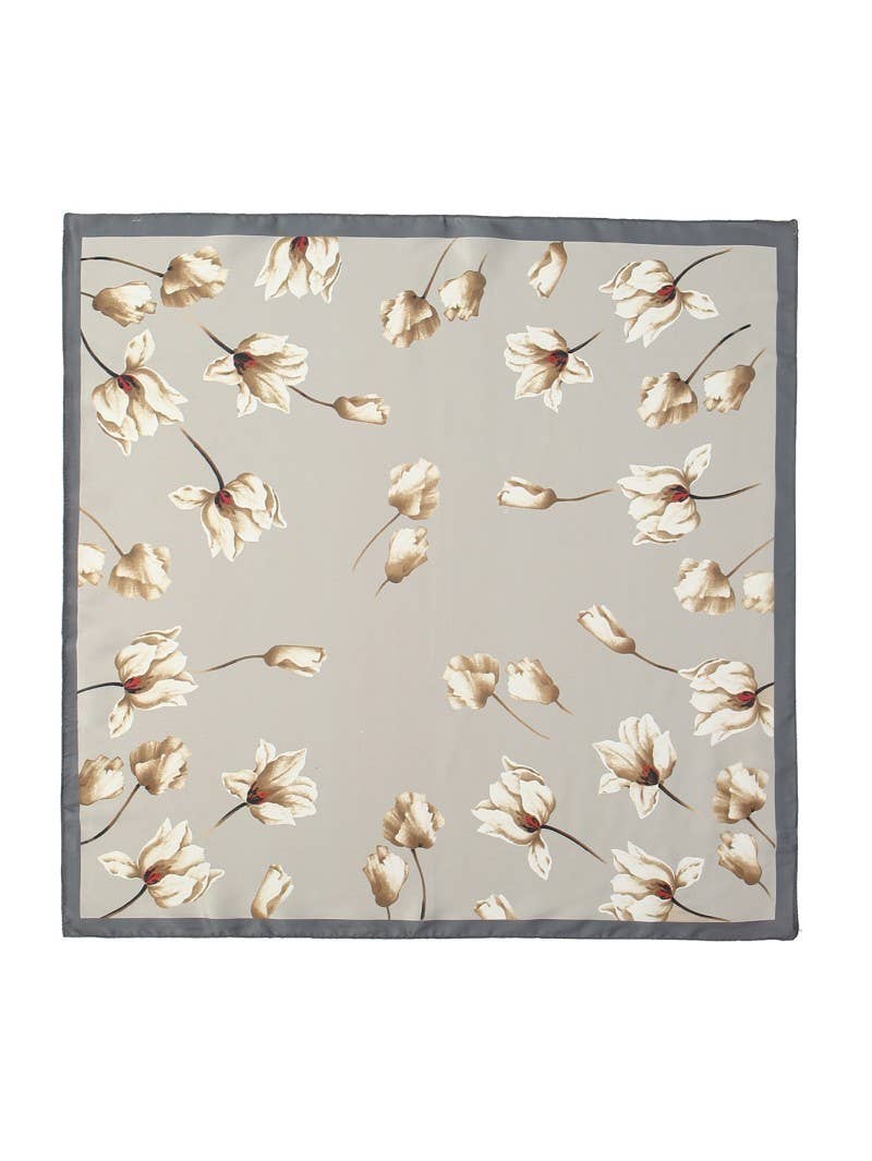 Flower Print Silky Bandana Scarf