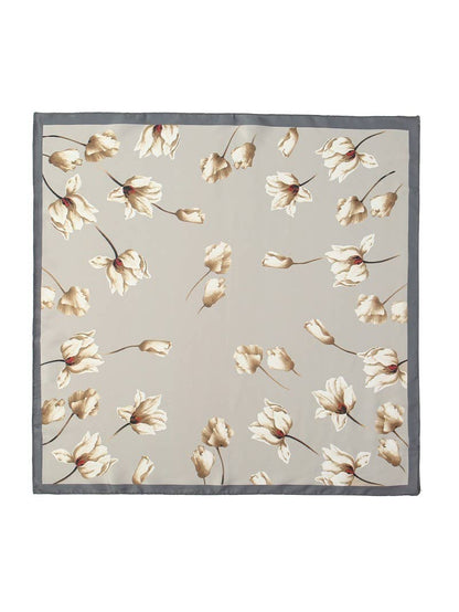 Flower Print Silky Bandana Scarf