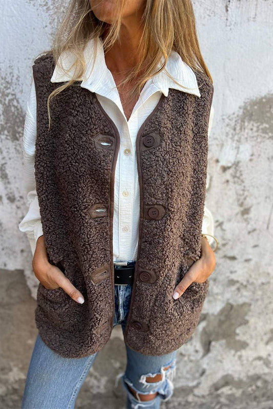 Sleeveless Lamb Fleece Vest Coat ZK2233 - Whimsical Details - 